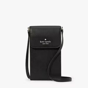 Kate Spade NY Black Madison North South Flap Phone Crossbody Saffiano Academia